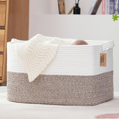 COMFY-HOMI Large Laundry for Organizing|Rectangle Cotton Rope Storage by COMFY-HOMI