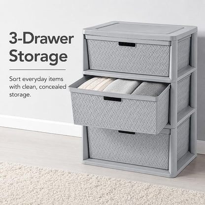 3 Drawer Storage Organizer, Plastic Drawer Organizer Tower, Closet Storage - Image 3