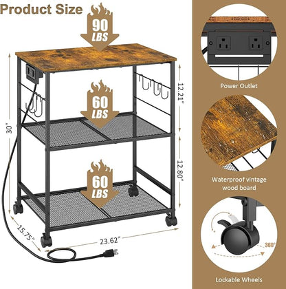 ThreeHio Rolling Kitchen Microwave Cart - Image 3