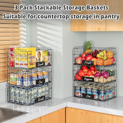JKsmart 3 Pack XXL Stackable Wire Baskets, Pantry Organizers and Storage | - Image 5