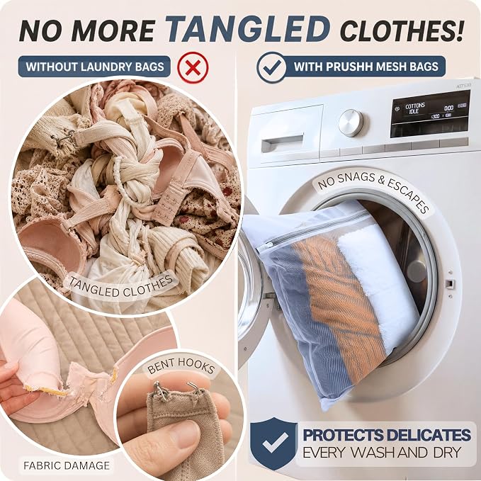 3Pc Spacious Durable Mesh Laundry Bags Protects Delicates, Fine Mesh - Image 5