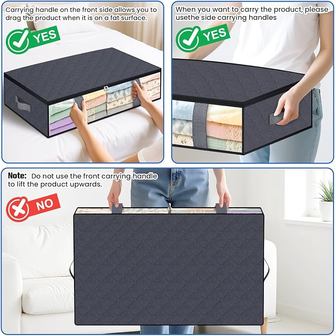 Under Bed Storage Containers, 4 Pack Blanket Storage Bags, Collapsible Storage - Image 5