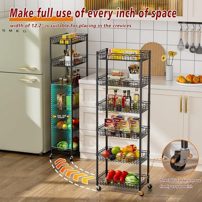 6 Tier Basket Shelf Wire Shelving Unit Adjustable Storage Shelves Big Basket - Image 4