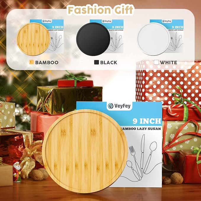 Lazy Susan Organizer, 9 Inch Non-Skid Bamboo Lazy Susan - Image 5