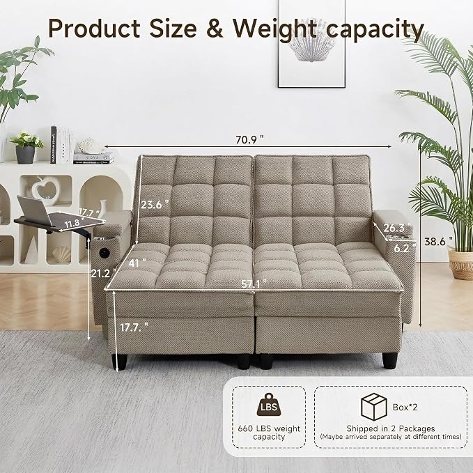 70.9" Chaise Lounge Chair Indoor, Oversized Boucle Upholstered Sofa Bed - Image 3
