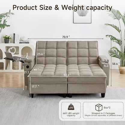 70.9" Chaise Lounge Chair Indoor, Oversized Boucle Upholstered Sofa Bed - Image 3