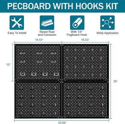 Metal Peg Board Kit with 1/4" Pegboard Accessories, Include 16.5"X13" Peg Board - Image 3