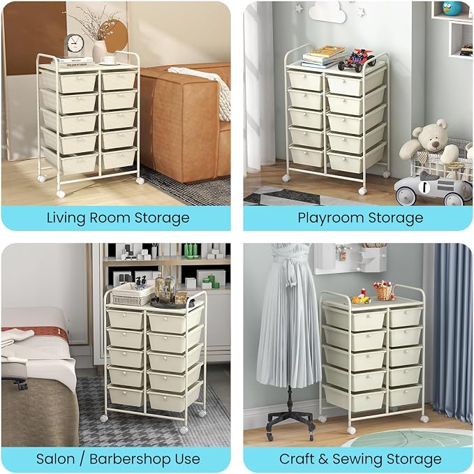 Giantex 10 Drawers Rolling Cart, Classroom Organizers, Storage Cart - Image 8