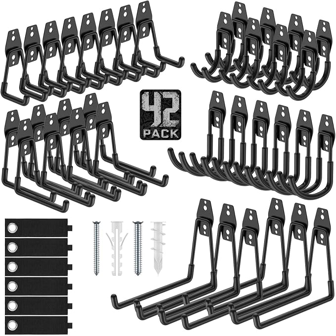 Garage Hooks with Anti-Slip Coating, Heavy Duty Wall Mount Storage Hooks by Cpais