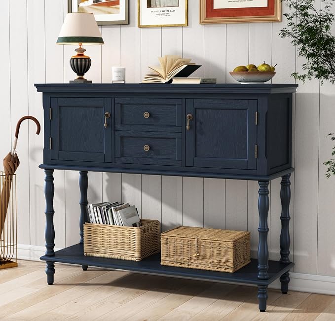 ARTPOWER Console Table with 2 Drawers, Retro Entryway Table with 2 Door by PowerofArtBetterforLife