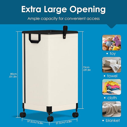 Laundry Basket with Wheels 105L, Large Rolling Laundry Hamper with Removable Bag - Image 2