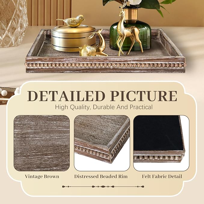 Wooden Decorative Tray, Rectangular Serving Tray - Image 6