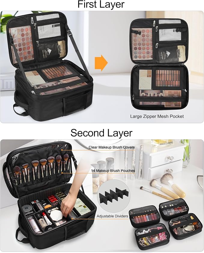TANTO Makeup Backpack Extra Large Cosmetic Bags Professional Makeup Artist Bag - Image 2
