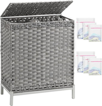 SETVSON Laundry Hamper with Lid, 112 L Handwoven Rattan Wicker Laundry Basket by SETVSON