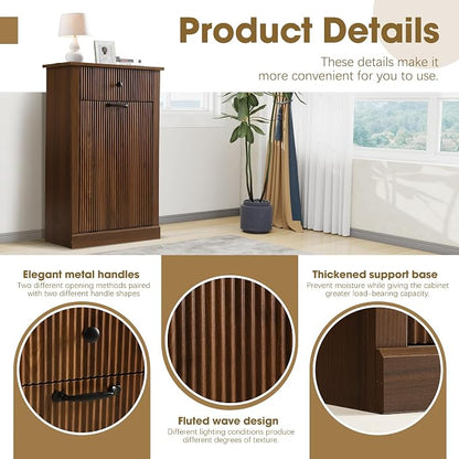 Grepatio Tilt Out Fluted Laundry Hamper Cabinet, 11 Gallon Hidden Laundry Hamper - Image 7