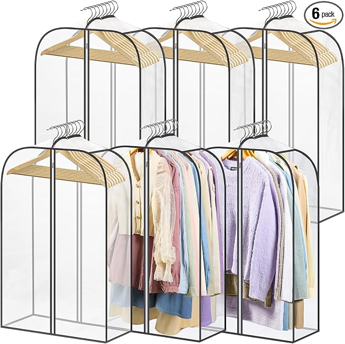 LANDNEOO 6 Pack Clear Garment Bags by MakeLifeBetterEasier