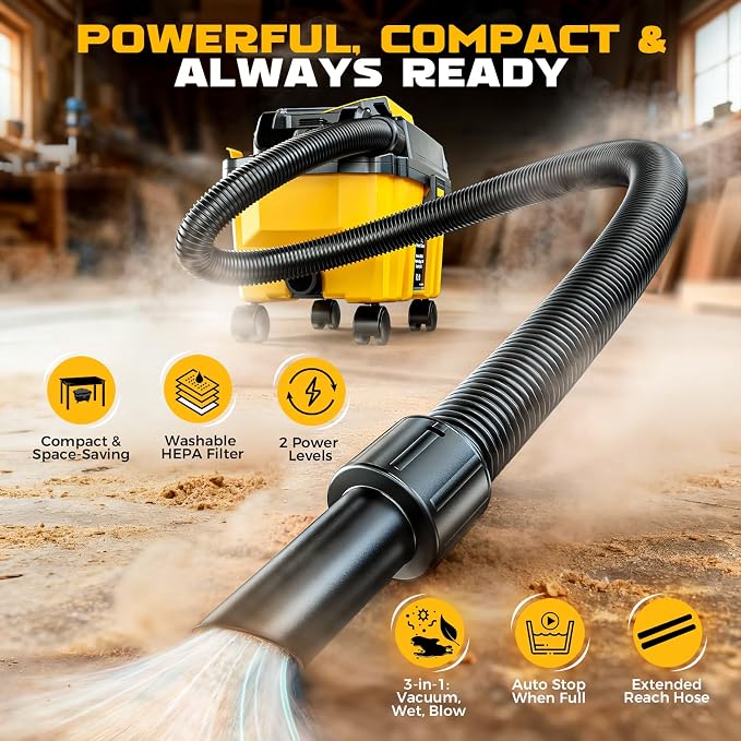 Ecarke 2.5 Gal Cordless Wet Dry Vacuum Compatible - Image 3