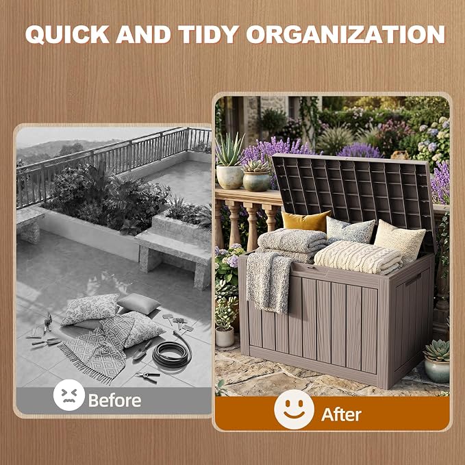 EFU Outdoor Storage Box 60 Gallon Deck Box Lockable UV Resistance Waterproof - Image 4
