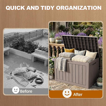 EFU Outdoor Storage Box 60 Gallon Deck Box Lockable UV Resistance Waterproof - Image 4