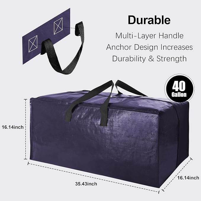 6 Pack Heavy Duty Extra Large Moving Bags W/Backpack Straps - Image 2