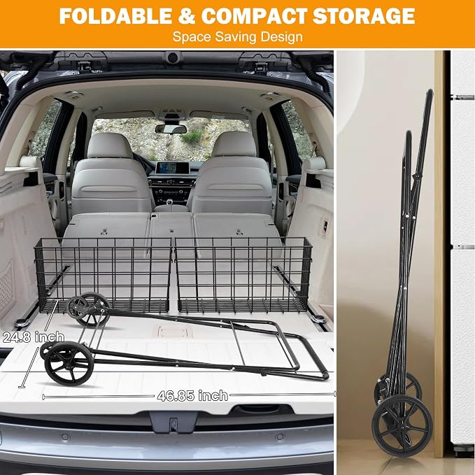 2-Tier Collapsible 400Lbs Heavy Duty Shopping Cart - Image 4
