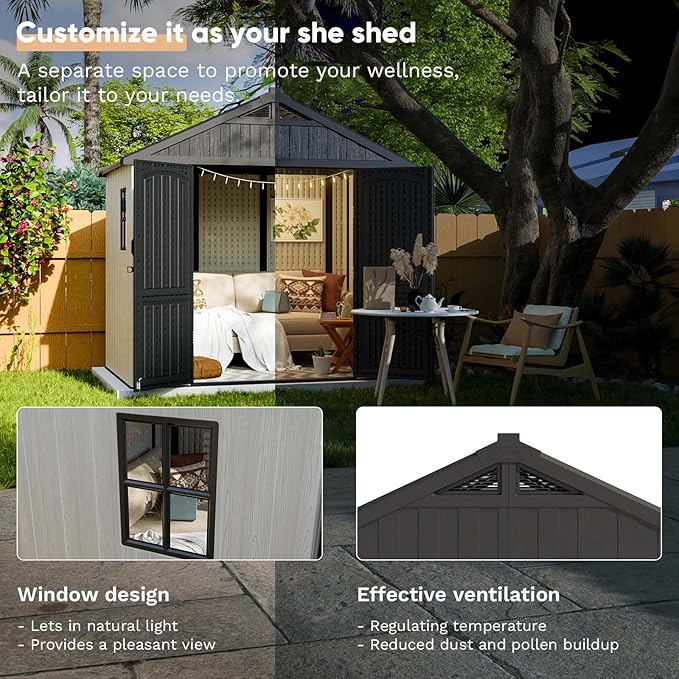 Patiowell 8 x 6 FT Plastic Outdoor Storage Shed - Image 2