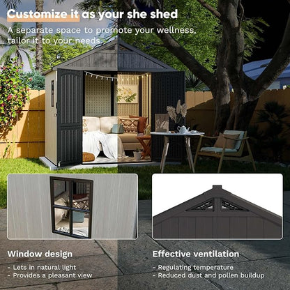 Patiowell 8 x 6 FT Plastic Outdoor Storage Shed - Image 2