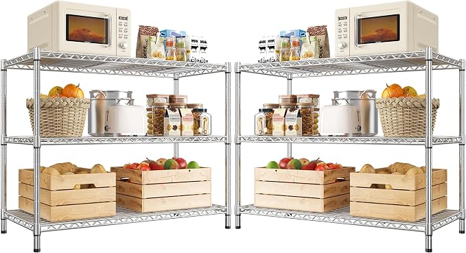DurayLoly Heavy Duty 3-Tier Metal Shelving Unit, Adjustable Shelves, Chrome | by Durayloly