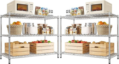 DurayLoly Heavy Duty 3-Tier Metal Shelving Unit, Adjustable Shelves, Chrome | by Durayloly