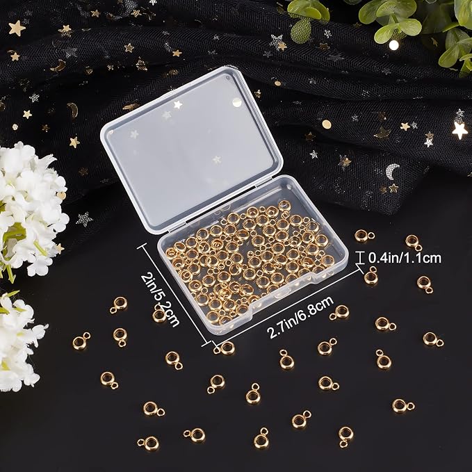 CREATCABIN 100Pcs 18K Gold Plated Column Bail Beads Stainless Steel Hanger - Image 7