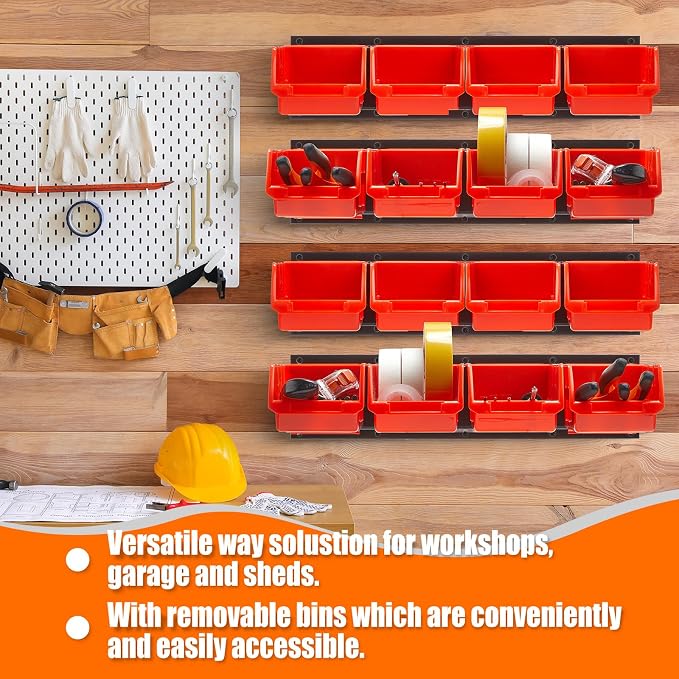 Maitys Wall Mounted Storage Bins Plastic Hanging Stackable Storage Parts Garage - Image 6