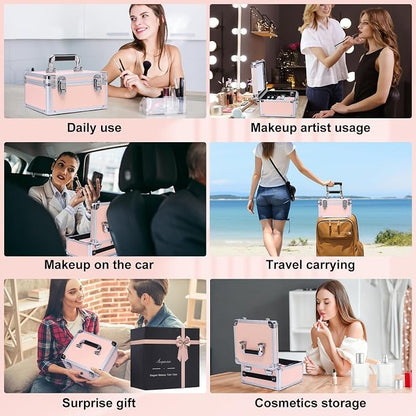 Makeup Box with Led Mirror, Travel Train Hard Case with Rechargeable Lighted - Image 7