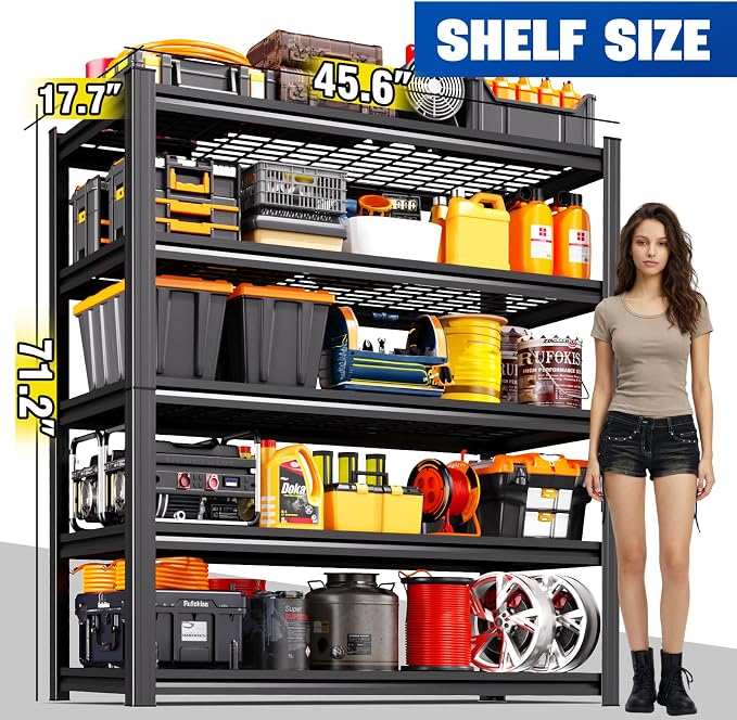 71.2" H Heavy Duty Garage Shelving Storage Shelves, Adjustable Metal Shelving - Image 2