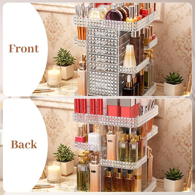 360 Rotating Makeup Organizer for Vanity, Large Skin Care Organizer - Image 6
