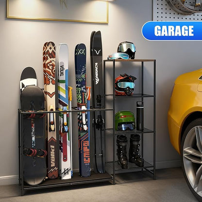 Freestanding Ski Rack, Ski Storage Rack w/Width-Adjustable Bars, Ski & - Image 5