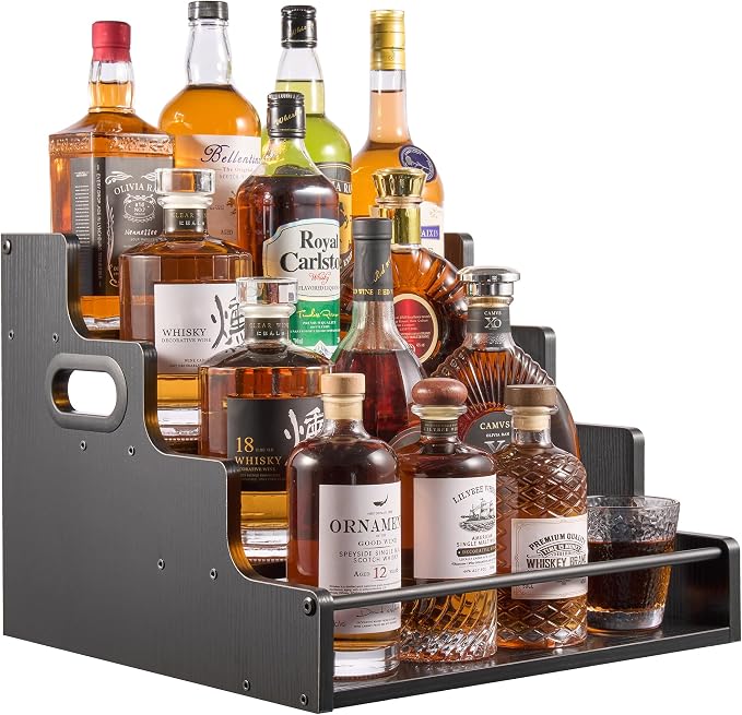 4-Tier Liquor Bottle Display Shelf, Coffee Syrup Rack Organizer, Water Bottle by Unknown