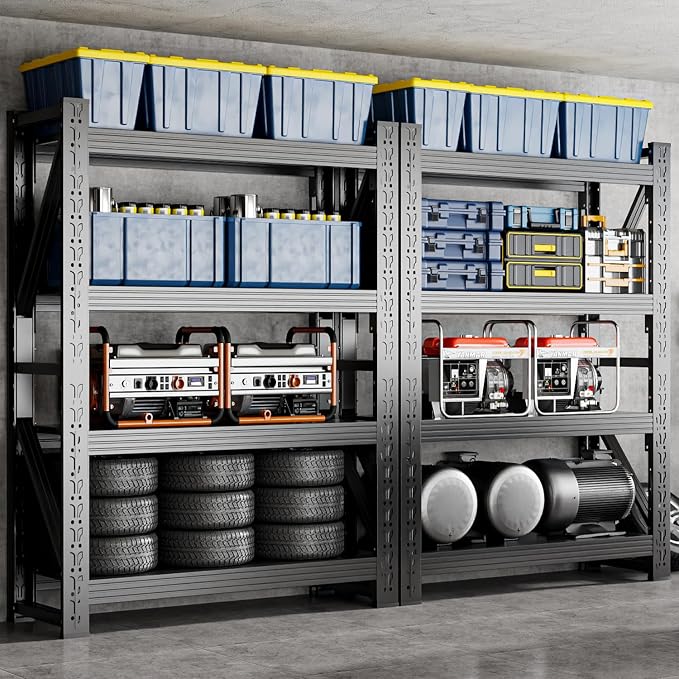 32" W Garage Shelving, 4-Tier Heavy Duty Storage Shelves Unit - Image 3