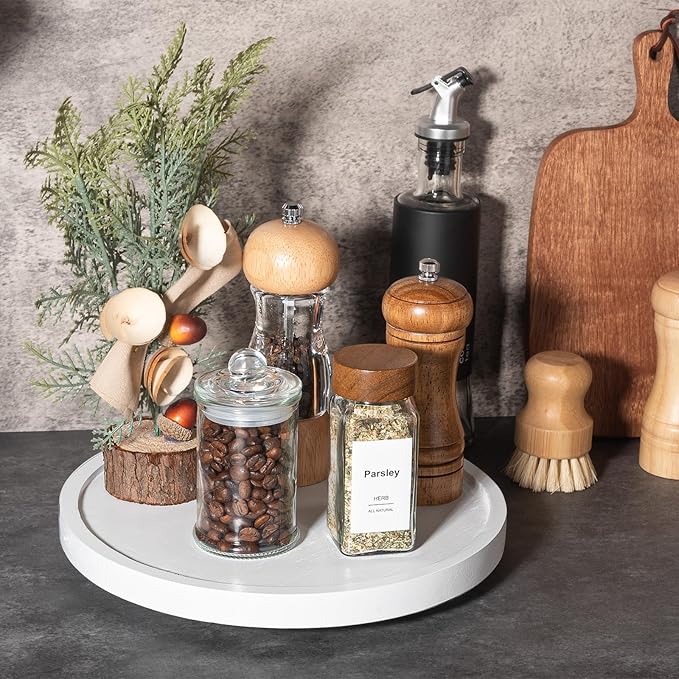 Wood Lazy Susan Organizer Kitchen Turntable - Image 2
