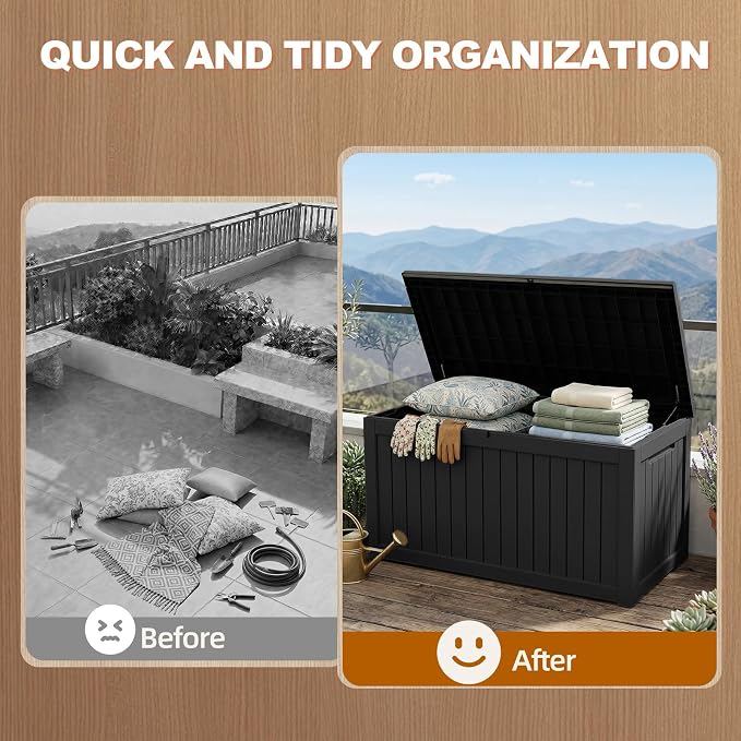 EFU Outdoor Storage Box 280 Gallon Deck Box Lockable UV Resistance Waterproof - Image 5