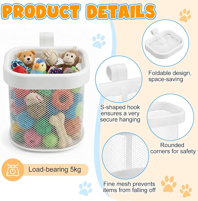 Sliner 4 Pack Dog Crate Hanging Storage Baskets Pet Fence Organizer - Image 3
