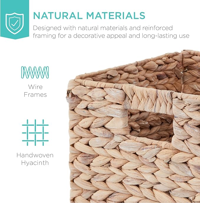 Best Choice Products 10.5x10.5in Pack of 5 Cube Storage Baskets, Water Hyacinth - Image 4