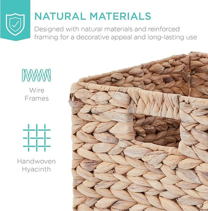 Best Choice Products 10.5x10.5in Pack of 5 Cube Storage Baskets, Water Hyacinth - Image 4