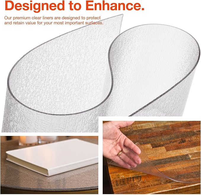 Clear Table Protector, USA Made, 17 x 53 Inch, 2mm Thick Pebble Textured Vinyl - Image 5