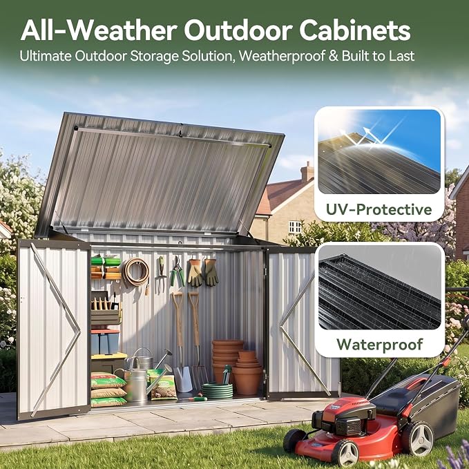 Aoxun Outdoor Storage Cabinet, 35 Cu.Ft Metal Storage Shed - Image 7