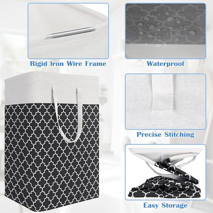 BlissTotes 3-Pack Laundry Basket, Freestanding＆Waterproof Laundry Hamper - Image 4