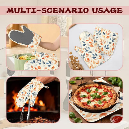 Autumn Leaves Heat-Resistant Silicone Oven Mitts and Pot Holder 4 Piece Set - Image 6