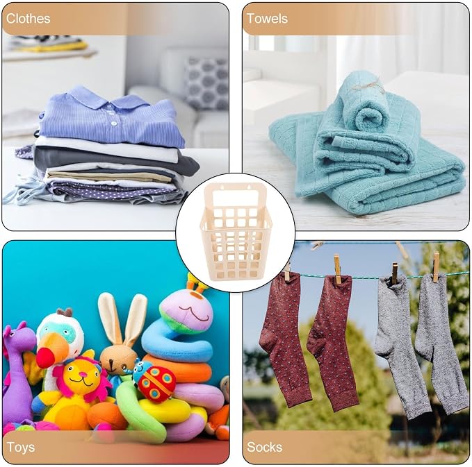Alipis Foldable Hanging Laundry Basket 14.56X9.05X5.11In Plastic Laundry Hamper - Image 8