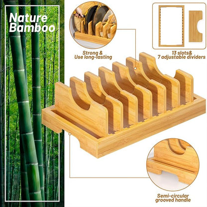 Bamboo Pot and Pan Organizer, Pot Lid Organizer Holder Rack - Image 6