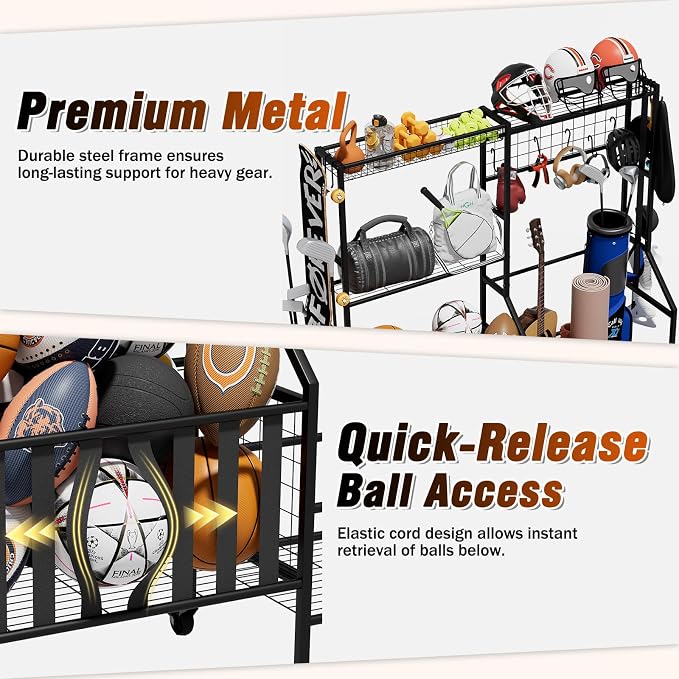 Sports Equipment Organizer, Heavy Duty Golf Bags Stand, Extra Large Ball - Image 4