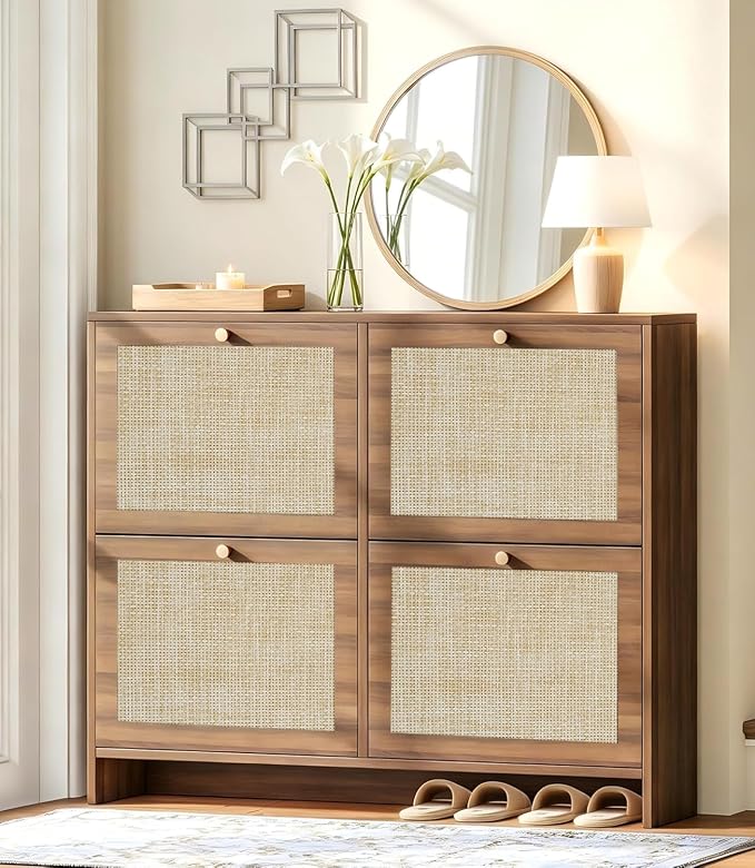 Nicetree Shoe Cabinet Storage for Entryway, 4-Flip Drawer Narrow Shoe Rack by Nicetree
